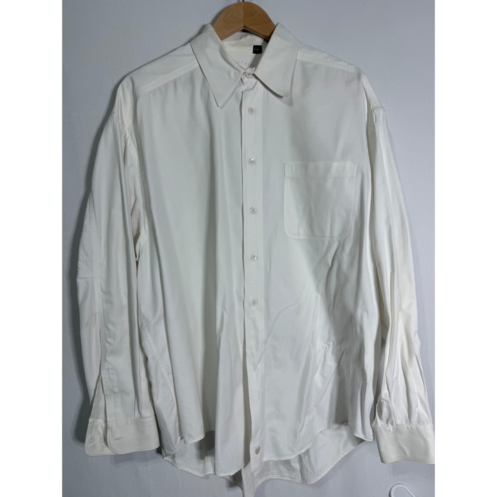 Nordstrom The Natural Style Mens White 100% Cotton Button Down Shirt 16.5 L